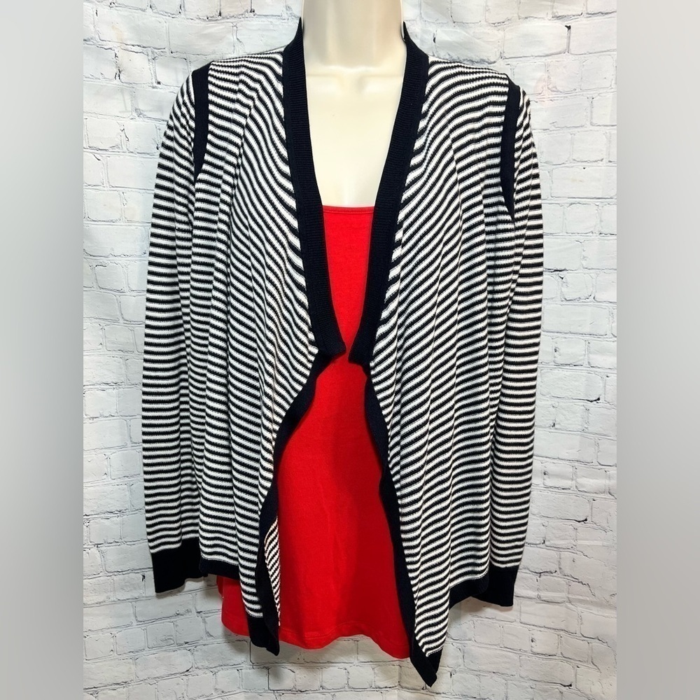 Loft Striped Draped Open Cardigan Size Small